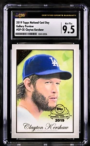 2019 Topps National Card Day Gallery Preview Clayton Kershaw CSG 9.5 None Higher - Picture 1 of 3