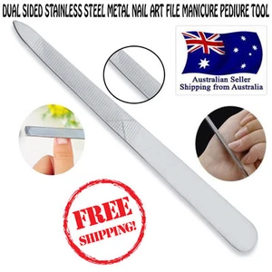 New Dual Sided Stainless Steel Metal Nail Art File Manicure Pedicure Tool - Picture 1 of 5