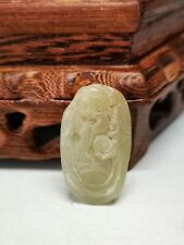 .Nice Chinese Hetian Jade Hand Carved God Of Wealth Statue Pendant F03