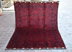 5 x 7 Red Vintage Afghan Bukhara Area Rug Antique Oriental Hand Knotted Wool Rug - Picture 1 of 9