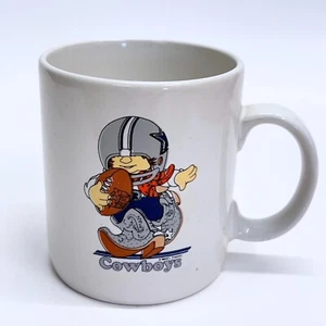 Vintage 1980s Dallas Cowboys 10oz Ceramic Mug Rowdy Mascot Licensed Collectible - Picture 1 of 11