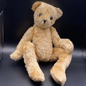 Vintage Aust Handmade Teddy Bear Jointed Limbs Beigy Gold Fur, Velvet Feet - Picture 1 of 11
