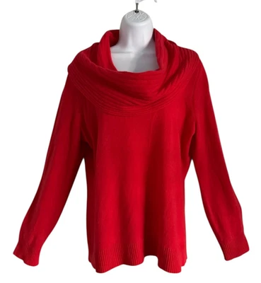 Suéter Antonio Melani Cashmere gola alta tamanho grande vermelho manga longa pulôver - Imagem 1 de 4