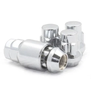 Lug Wheel Lock Nuts 1/2" Chrome Bulge Acorn Locking Nut Set 1/2-20 Fits Ford - Picture 1 of 4