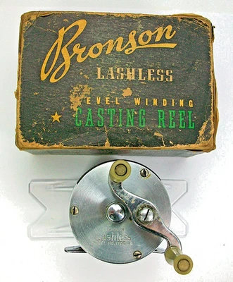 Carrete de fundición vintage sin pestañas Bronson n.º 1700-A con caja original Foto 1 de 4