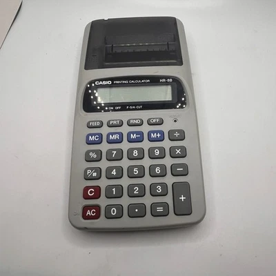 Casio HR-8B Printing Calculator 12-Digit Portable Battery AC Desktop Calculator - Image 1 of 4