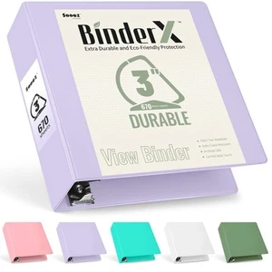 BinderX Extra Langlebig 3 Zoll 3 Ring Ordner, D-Ring Große Ordner, Hält 670 S... - Bild 1 von 7