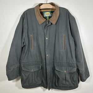Cabelas Grey\Green Men XL Aztec Blanket Lined Canvas Leather Barn Chore Jacket - Picture 1 of 12