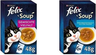 FELIX Soup, Suppe für Katzen mit zarten Stückchen, Sorten-Mix & Soup, Suppe für - Bild 1 von 4