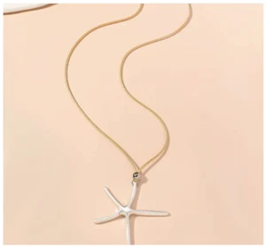 Statement Summer Ocean Starfish Silver Plated Pendant with Cord Necklace - Picture 1 of 4