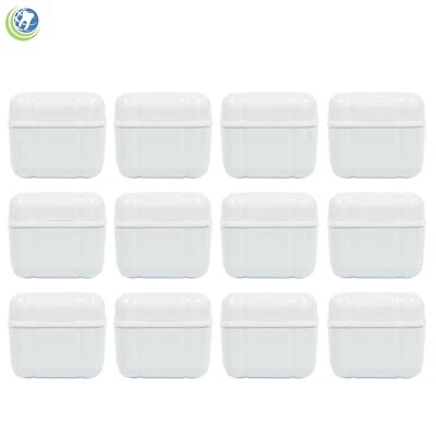 12X Retenedor de Dentadura Protector Bucal Estuche de Almacenamiento Remojo Enjuague Cesta de Baño Blanco Foto 1 de 4