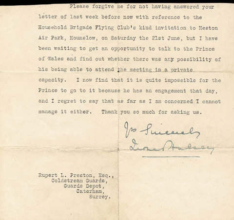 LIONEL HALSEY - TYPED LETTER FRAGMENT SIGNED Cover