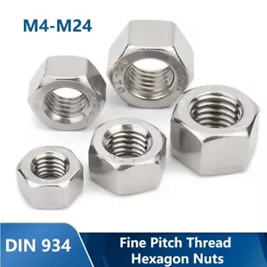 Dadi esagoni filo esagonico dado pieno esagono dadi a passo fine DIN 934 acciaio inox A2 M4 - M24 - Foto 1 di 29