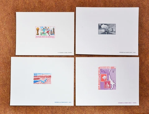 SENEGAL 1969-1975 FOUR DELUXE SHEETS includes soccer philatelic exposition air p Cover
