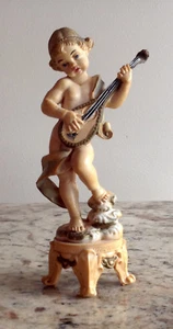 Fontanini, Girl Playing Mandolin, Figurine Depose Italy, Decor Sculpture Art 6.5 - Picture 1 of 6