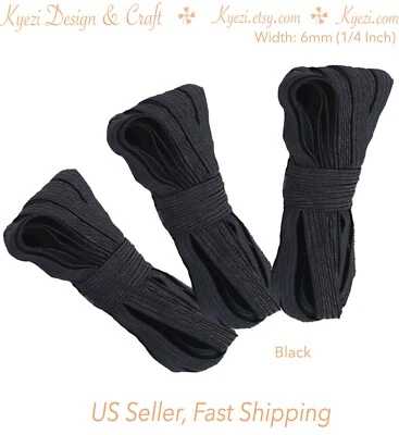 Banda elástica plana de 1/4" (6 mm) 1 5 10 20 50 100 yardas, elástica de color delgado, hágalo usted mismo Foto 1 de 4