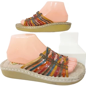 Earth Spirit Huarache Sandals Multicolor Size 8 Gelron 2000 Cupid Leather Boho - Picture 1 of 14