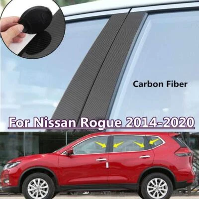 Cubierta de postes de pilar para moldura de ventana de puerta de fibra de carbono 8 piezas para Nissan Rogue 2014-2020 Foto 1 de 4
