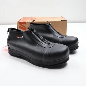 HISEA Men 10 Zip-up Steel Toe Seamless Rubber Rain Boots Covers Waterproof Shoes - Picture 1 of 7