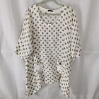 Ladies Top Size 14 16 Made In Italy Ivory Polka Dot Tunic Draped Linen