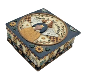 Vintage Angel 2 Piece Trinket Box - 3D Rustic Resin - "There is Joy in the Lord" - Picture 1 of 5