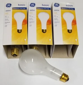 ON SALE! ๐ฅ 3 NEW GE 300-WATT FROSTED MEDIUM BASE LIGHT BULBS IN ORIGINAL PACK - Picture 1 of 8