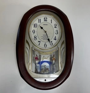 Reloj de Pared Seiko Campana Encantadora HI-FI 6 Melodías Movimiento Giratorio QXM133BRH ¡Funciona! - Imagen 1 de 9