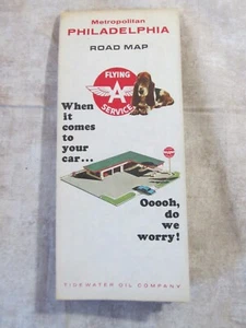 Vintage 1965 Flying A /Tidewater Oil Co. Metro Philadelphia Road Map - Picture 1 of 3