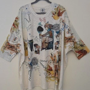 Inoah Boxy Garden Girl Artistic Graphic Oversized Long Sleeve Top (bx13) - Picture 1 of 8