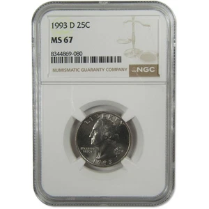 1993 D Washington Quarter MS 67 NGC Clad Uncirculated SKU:I20538 - Picture 1 of 4