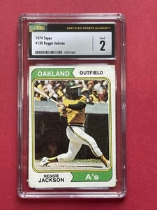 1974 TOPPS #130 REGGIE JACKSON Oakland A's CSG/CGC 2 - Picture 1 of 2