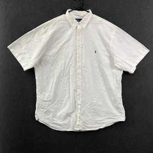 Ralph Lauren Mens 3XL Tall Short Sleeve Button Down Shirt White Cotton Hemp Pony - Picture 1 of 16