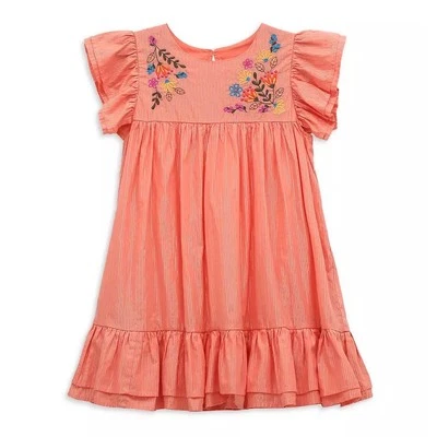 Vestido Floral Peek Girls Boho Cottagecore Metálico Rayas con Volantes Bordado 8 Foto 1 de 4