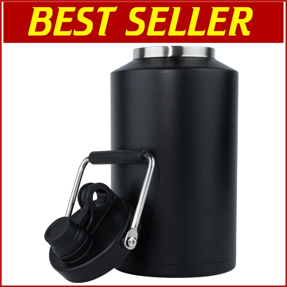 Insulated Jug with Handle One Gallon 128oz Stainless Steel Large Double Va...