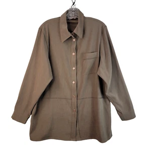 TanJay Womens Brown Button Front Jacket Long Sleeve Collared Size Large - Picture 1 of 11