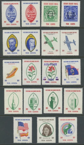 GUAM GUARD MAIL LOT OF 19 POSTER STAMPS WITH VARIOUS THEMES (LOT 1052) Cover