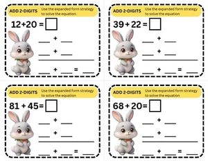 ZUSATZ 2-STELLIGES SET #3 - keine Umgruppierung - 36 Karten - laminierte Aktivität - Hase - Bild 1 von 1