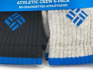 Men's COLUMBIA Black Gray 65% COTTON Athletic Crew Socks - 4 Pack  $39 MSRP - Picture 1 of 12