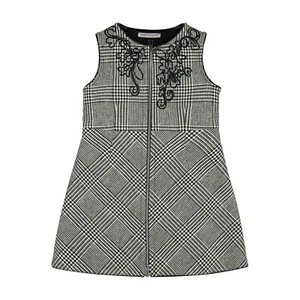 ERMANNO SCERVINO Girls Sleeveless Houndstooth Dress Beaded Detail Size 6 - Picture 1 of 14