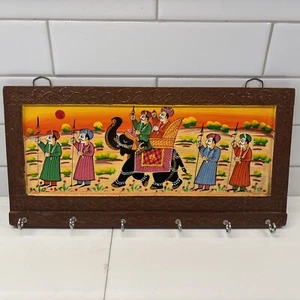 JaipurCrafts Madera Rajasthani Obra de Arte 6 Ganchos Colgante Llavero. - Imagen 1 de 5