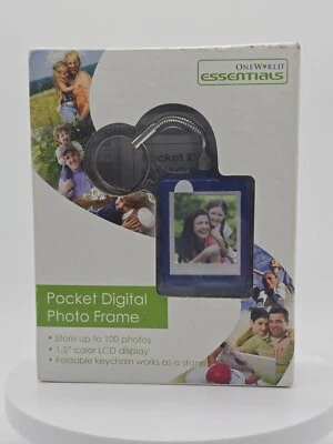 One World Essentials Digital Photo Frame KeyChain in Blue - Brand New In Box! - Image 1 of 4
