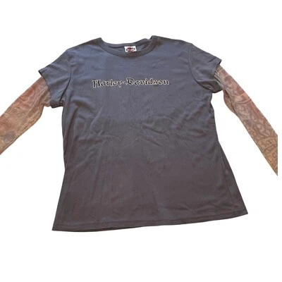 Harley Davidson Tattoo Long Sleeve Womens Tee XL 2008 Yuma, AZ Biker Y2K Travel - Image 1 of 4