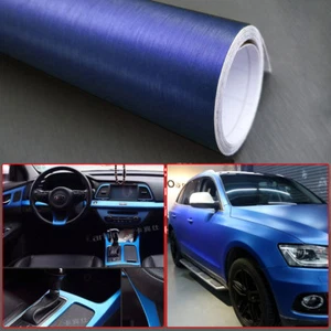12"x 60" Blue Brushed Aluminum Vinyl Wrap Sticker Decal Sheet Bubble Free - Picture 1 of 1