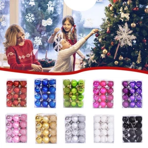 24Pcs Christmas Glitter Balls Ornaments Xmas Tree Ball Hanging Party Decorations - Picture 1 of 35