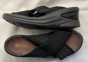 BZees schwarze Metallic Vista Keilabsatzsandalen Größe 9,5 NEU - Bild 1 von 4