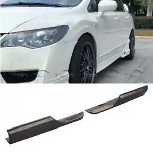 Carbon Fiber Side Skirts Extensions Lip For Honda Civic 8th 4DR Sedan 2006-2011 - Foto 1 di 12