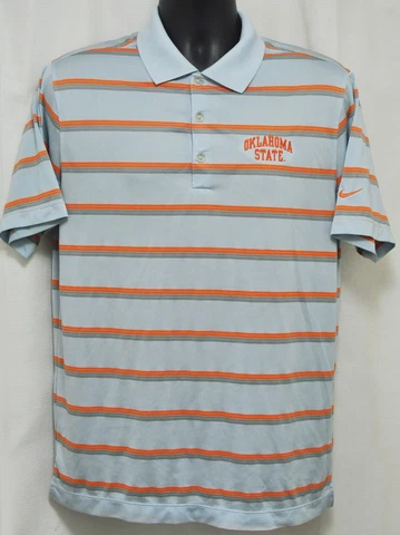 NCAA Oklahoma State Cowboys OSU NIKE DriFit Medium M Gray Orange Polo Golf Shirt Cover