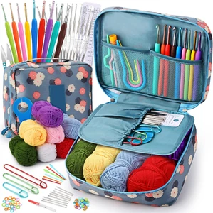 LOKUNN Crochet Starter Set, 102-Piece Crochet Kit with Hooks, Yarn, and Accessor - Picture 1 of 12