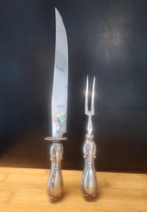 Set intaglio Sheffield argento sterling e acciaio inox, coppia pesata lame e denti - Foto 1 di 6