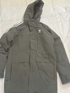 Adidas Originals Down Parka Urban Jacket Duck Puffer Coat Green Warm Small - Picture 1 of 14